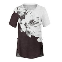 USMIXI ženske majice casual gumb Nepravilni prorez udobnosti prozračnih tuničkih vrhova Ljeto kratki