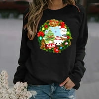 Zimska ženska dukserica Sretan božićni duks žena slobodno modno rukav Xmas pulover Tunic Božićni vijenac