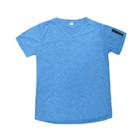 Tking modni muškarci V-izrez mišići Sports Fitness Modni kratki rukav Slim Zip majica - plavi XL