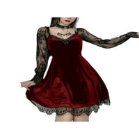 Žene Gothic Lolita Punk Goth haljine slojevita čipkasta haljina draped bodycon mini haljine klupske