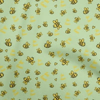 Onuone pamučne poplin metvice zelene tkanine medni pčele šivanja zanata projekata tkanini otisci na