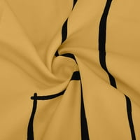 Pejock ženska ljetna haljina casual labava strip tačka patchwork V-izrez kratki rukav haljina A-line nagnuta hemska ljuljačka midi sunčana haljina žuta xl