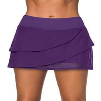 HAITE Women bikini dno ruffsuit kupaći kostim od lagane plivanja suknja visoki struk dame a linija široko pojasnog sloja slojevitih trbuha purple l