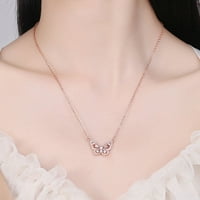 Leptir ogrlica šuplje srebrne leptir rhinestones ogrlica jedinstvena klasična ogrlica Dainty nakit za