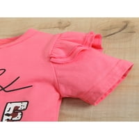 Canrulo Lovely Kids Dječje odjeću Babe Pismo majica muha + Leopard ispisane hlače za ispisane ružičaste 4 godine