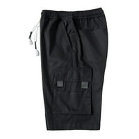 Plus veličine teretni kratke hlače za muškarce nacrtavanje elastičnih struka casual krutih sa džepovima pola hlača