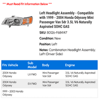 Sklop lijeve farove - kompatibilan sa - Honda Odyssey mini putnički kombi 5dr 3.5L V prirodno aspirirani