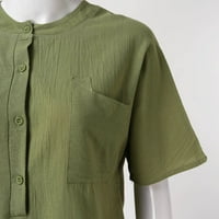 Ženske majice Ležerne prilike pune boje džepa košulja kratkih rukava Okrugla vrata sa otvorenim kratkim