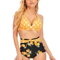 U retro polka dot halter visoki struk bikini set dva kupaća odijelo