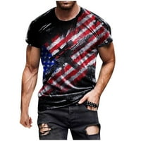 CLLIOS muške američke američke majice za zastavu Ljetni casual s kratkim rukavima 3D grafički tisak