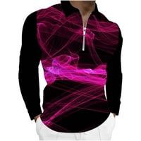 Ležerne majice za muškarce Veliki i visoki modni šareni digitalni tisak dugih rukava s patentnim zatvaračem Oružne majice Comfy Jesen zimske bluze Pink m
