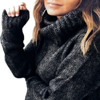 Kapice za žene pulover pulover Duks s dugim rukavima Pleteni džemperi topli zimski skakač crne xs