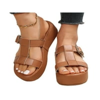 Zodanni Dame Platform sandale za gležnjeve na anketu Ležerne cipele Ljeto Sandala Žene Žene Slingback Plaža Brown 5