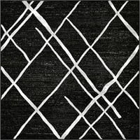 Crno-bijeli moderni geometrijski dijamantski uzorak savremenog apstraktnog područja područja, 5 '7'