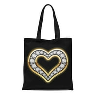 Platno torba Bling Heart u Diamonds Nakit Kristal Gem Golden Ljubav za višestruke prehrambene prehrambene robe Torbe za torbe