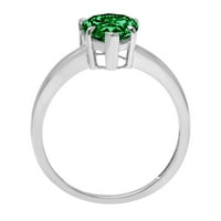 2. CT sjajan kruški rez simulirani smaragd 14k bijeli zlatni pasijans prsten sz 4.75