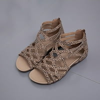 Sawvnm Summer Flatwed Bothed Women cipele, Ležerne prilike Open-Toe ženske sandale Poklon za odrasle Brown US: 9.5