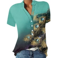 FOPP Prodavač Ženska ležerna košulja s kratkim rukavima s kratkim rukavima V-izrez Labava bluza Tops