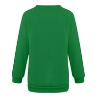 Bicoasu ženski modni casual dugih rukava Svetog Patrickovog dnevnog ispisa tisak okruglih vrata pulover dukseri top bluza, zelena, xl