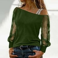 Ženski vrhovi dugih rukava pune boje bluza labava ženska majica sa ljetnim zelenim m