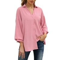 SunhillsGrace majice za žene Ljetne vrhove V-izrez palica s kratkim majicama, majica pune boje casual