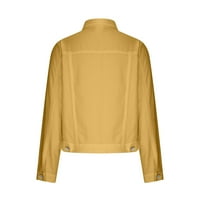 Ženska gušter Cardigan Cleansy Trendy Soft Modne prekrivače za dame Fall Cardigani sa džepom dugih rukava udobna lagana tanka otvorena prednja odjeća Casual Loose Yellow XL