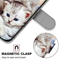 ELEPOWER Torbica za Galaxy S Plus 6.6 , PU kožnim slotovima kože utora za gotovinsko džep elegantan uzorak u boji Uzorak udarca Anti-Jedbojna puna zaštitna ljuska, zagrljena mačka
