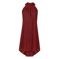 Plus size Ljetne haljine od strapa haljina ženska halterlack van ramena Elegantna čvrstoća na plaži Cax casual neregularni mini ljuljački crveni