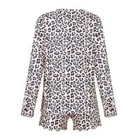 OKBOP Atletski kratke hlače za žene Ljetni leopard Ispis pidžama set Loungewer s dugih rukava za slobodno