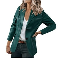 FAU kožna jakna Žene začepljene ovratnike UP Poslovni povremeni blazer s dugim rukavima otvorena prednja jakna