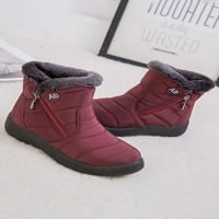 Avamo dame hodaju tople plišane obloge zimske cipele rade neklizajući bočni patentni patentni patentni zatvarač crveni 7