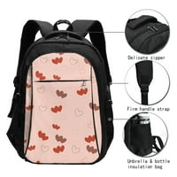 Putni backpack za laptop, crvena srca Romantična ljubav lagana torba za knjige za muškarce Žene Tinejdžeri
