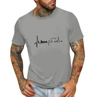 Muška majica MENS Ljetna moda Casual Okrugli vrat Mali ispis majica Majica s kratkim rukavima Men T košulje Grey + L