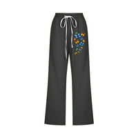 Gathrrgyp pantalone za žene plus veličine, modni ženski povremeni cvjetni ispis elastične labave hlače