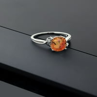 Gem Stone King 2. CT ovalni sumrak narančasti mistični kvarcni bijeli dijamant srebrni cvjetni prsten