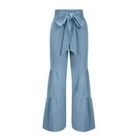 Ženska dna moda pune dužine pantalone casual pantalone za djevojke udobne salone casual hlače čvrsto boje nebesko plavo m