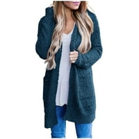 Ženske plus veličine kaputi i jakne jesen zimski kaputi Čvrsti kardigan labavi fit tanki dvostruki džep h Ženski vrhovi
