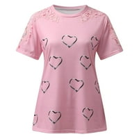Čipka majica moda modna tunika Ležerne dulje Prodaja Žene srčani tisak za srce Mekane thirts Crewneck