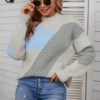 Smanjeni ženski džemper okrugli dekoltev pulover džemper u boji blok labavi dugi rukavi dugih rukava