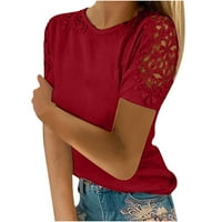 Ženski modni vrhovi čvrsti okrugli vrat kratkih rukava Majice crvena 2xl