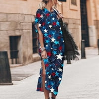 Odeerbi 4. juli Patriotsko ljeto Midi haljina za žene Split haljina modna casual seksi dan za neovisnost
