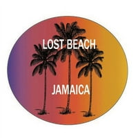 Izgubljena plaža Jamajka Suvenir Palm Drveće Surfanje Trendy Ovalna naljepnica naljepnica