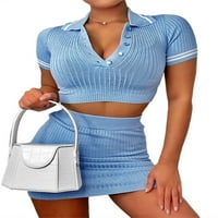 Ženska ljetna odjeća Slim Sexy Bodycon Crop Top Stretchy Hip suknja Set Basic Midi Club Haljine Ležerne prilike