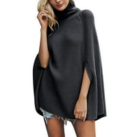 Ženski džemper za turtlenecku Ležerne prilike, lagani kape, pulover dugih rukava jesen zima labav top crni l