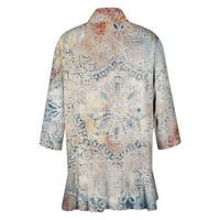 Ženski Jesen Moda Qwang Ženski cvjetni print Puff rukav Kimono Cardigan rukav Cardigani Jakne za prednju