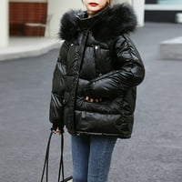 Kali_store Zimske jakne za žene ženske dugih rukava s kapuljačom pune zip polarne jakne crna, l