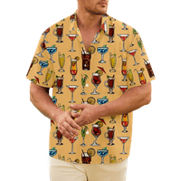 Funky Hawaiian majica za muškarce Dječak kratki rukav koktel za prednji džep, ljetne majice za plažu, glazbeni festivali i godišnji odmor, bež boja -8xl