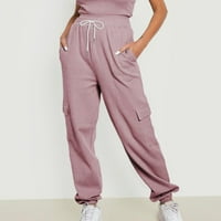 CheiceGaCuw casual pantalone za žene sa džepovima Elastične struke Lounge hlače za vježbanje Atletska