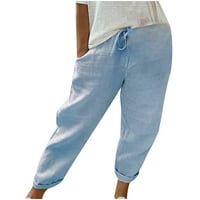 Mrat Flare joga hlače za žene duge pantalone Hlače visoke struk široke noge hlače za pantalone za dame posteljine radne hlače Toku moćne hlače za žene trendi plavi l