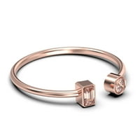 Minimalistički otvor za rub 0. Prsten za ručni rez i dijamantski moissan zaručni prsten, jedinstveni stil prsten u 10K čvrstog ruža zlata, poklon za nju, poklon ideja za djevojku, obljetni prsten